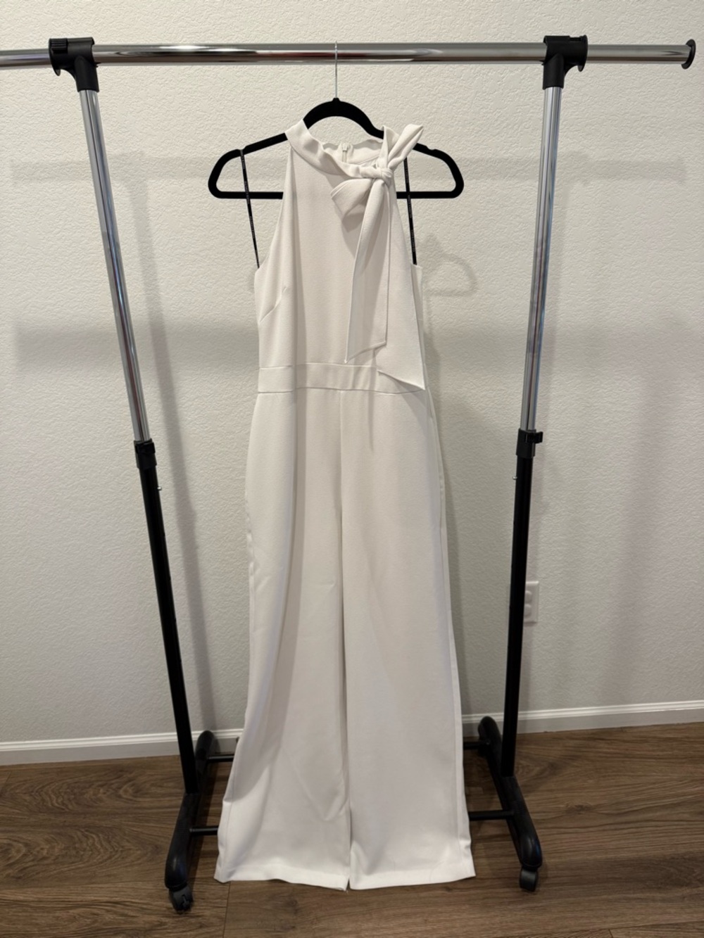 Vince Camuto White Halter Tie-Neck Jumpsuit